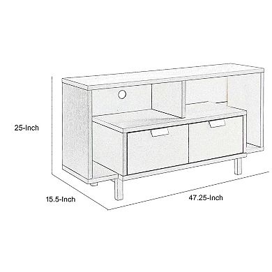 Jett 47 Inch TV Media Entertainment Console, 2 Drawers, 2 Shelves, White