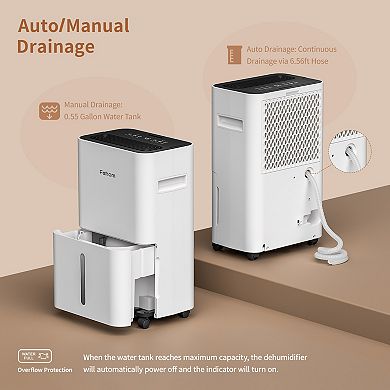 Fehom 50 Pints Dehumidifier for Home Basements 4500 Sq. Ft. with Drain Hose Timer
