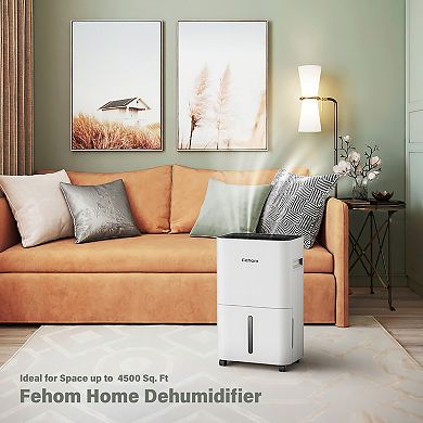 Fehom 50 Pints Dehumidifier for Home Basements 4500 Sq. Ft. with Drain Hose Timer