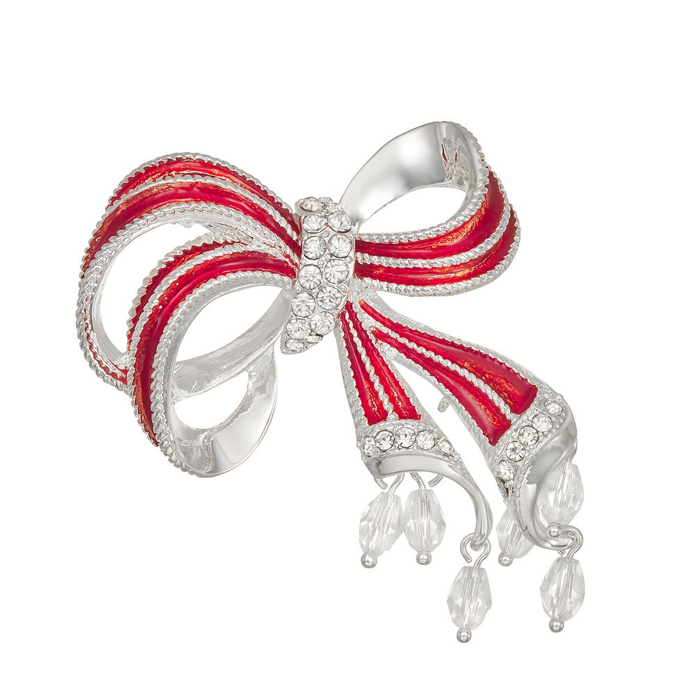 Napier Silver Tone Holiday Bow Pin