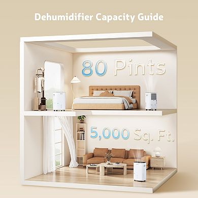 Fehom 5000 Sq. Ft. Dehumidifier for Extra Large Rooms and Basements 80 Pint Per Day