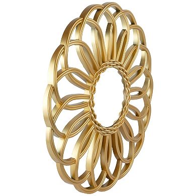 30" Round Rattan Sunflower Wall Mirror