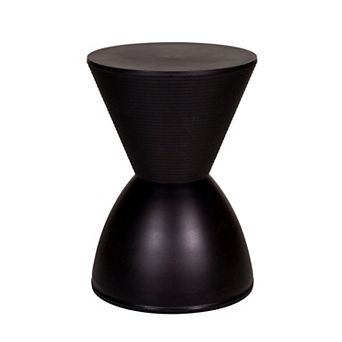 Hillary 17 Inch Side Table, Indoor Outdoor, Hourglass Shape, Black Finish