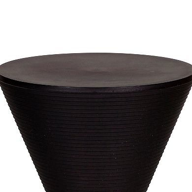 Hillary 17 Inch Side Table, Indoor Outdoor, Hourglass Shape, Black Finish
