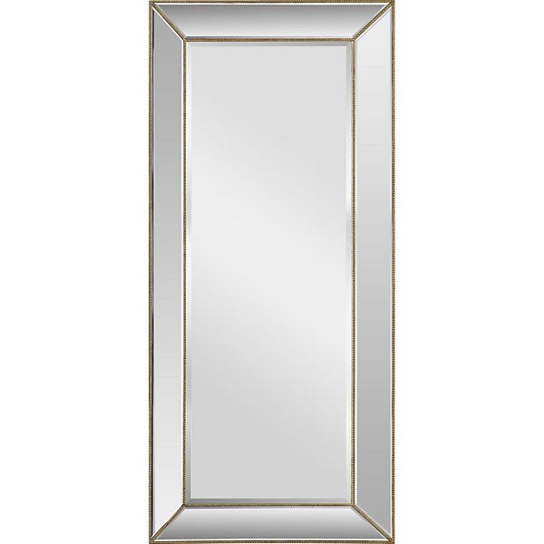 78" Clear Leaf Finished Glass Framed Beveled Rectangular Wall Mirror