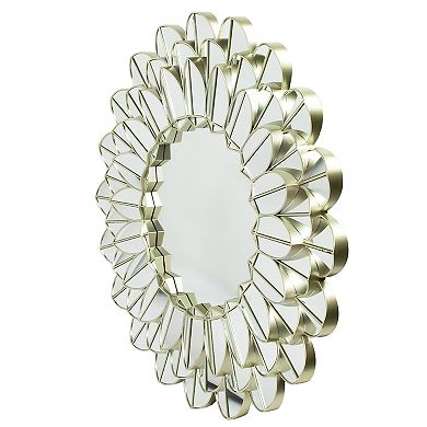 31" Champagne Gold Sunflower Round Wall Mirror