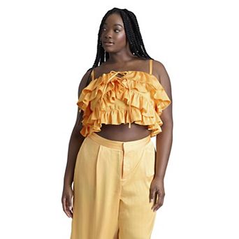ELOQUII Women's Plus Size Ruffle Layered Top