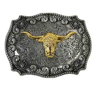 Ctm Longhorn Western Belt Buckle