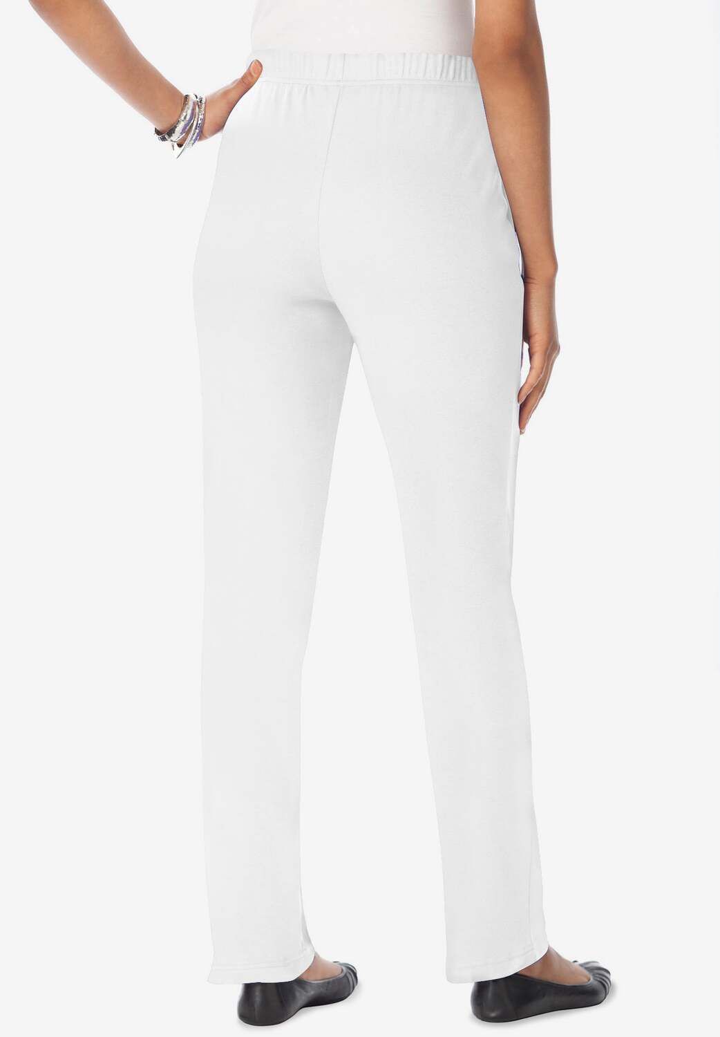 Roaman's Women's Plus Size Petite Straight-leg Soft Knit Pant - 3x, Sunset Coral