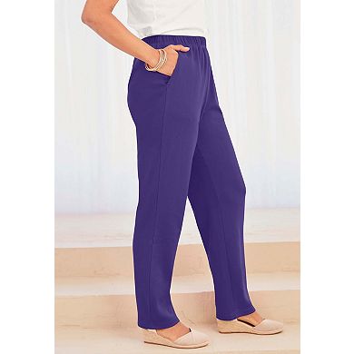 Roaman's Women's Plus Size Tall Plus Size Soft Knit Relaxed Pull-On Straight Leg Pant