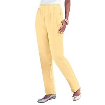 Roaman's Women's Plus Size Tall Plus Size Straight Leg Soft Knit Pull On Pant