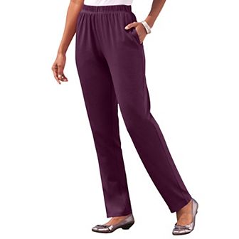 Roaman's Women's Plus Size Tall Plus Size Straight Leg Soft Knit Pull On Pant