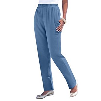 Roaman's Women's Plus Size Tall Plus Size Straight Leg Soft Knit Pull On Pant