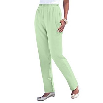 Roaman's Women's Plus Size Tall Plus Size Straight Leg Soft Knit Pull On Pant