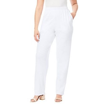 Roaman's Women's Plus Size Tall Plus Size Straight Leg Soft Knit Pull On Pant