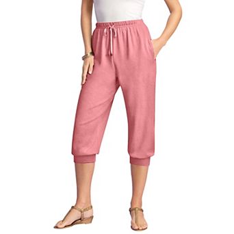 Roaman's Women's Plus Size Soft Knit Capri Pant With Drawstring Waist