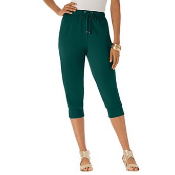 Roaman's Women's Plus Size Soft Knit Capri Pant With Drawstring Waist