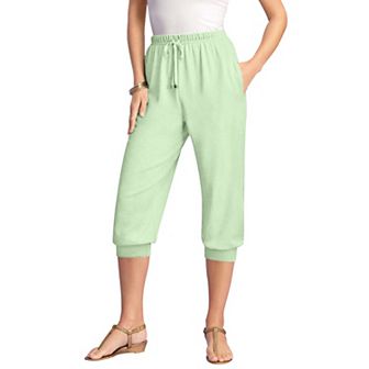 Roaman's Women's Plus Size Plus Size Soft Knit Capri Pant With Drawstring Waist