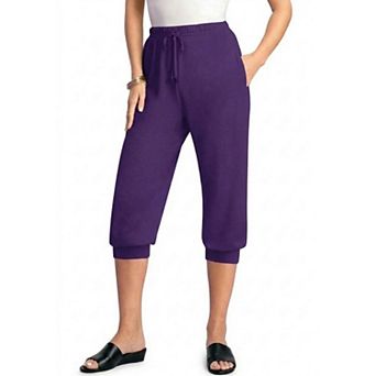 Roaman's Women's Plus Size Soft Knit Capri Pant With Drawstring Waist