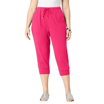 Roaman's Women's Plus Size Soft Knit Capri Pant With Drawstring Waist
