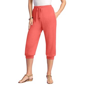 Roaman's Women's Plus Size Soft Knit Capri Pant With Drawstring Waist