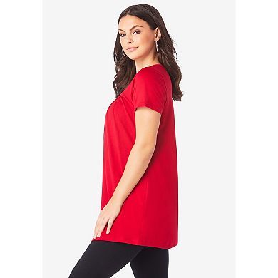 Roaman's Women's Plus Size Ultimate Pleatneck Tunic