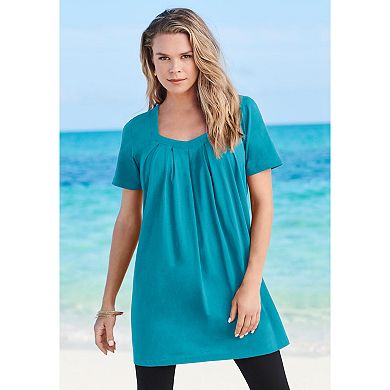 Roaman's Women's Plus Size Ultimate Pleatneck Tunic