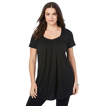 Roaman's Women's Plus Size Ultimate Pleatneck Tunic