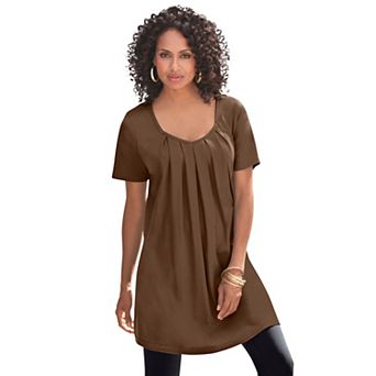 Roaman's Women's Plus Size Ultimate Pleatneck Tunic