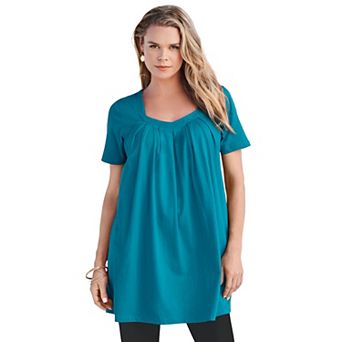 Roaman's Women's Plus Size Ultimate Pleatneck Tunic
