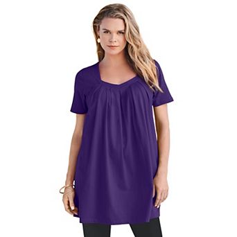 Roaman's Women's Plus Size Ultimate Pleatneck Tunic