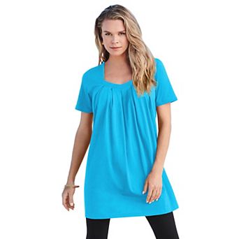 Roaman's Women's Plus Size Ultimate Pleatneck Tunic