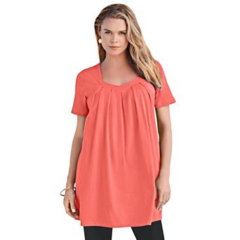 Roaman's Women's Plus Size Ultimate Pleatneck Tunic