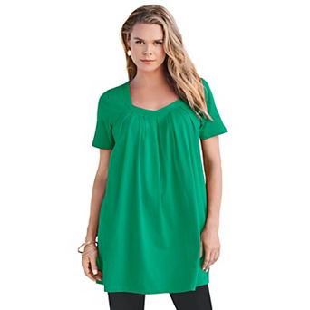 Roaman's Women's Plus Size Ultimate Pleatneck Tunic