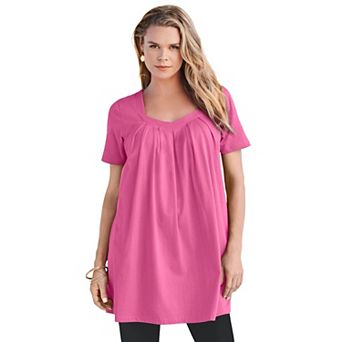 Roaman's Women's Plus Size Ultimate Pleatneck Tunic
