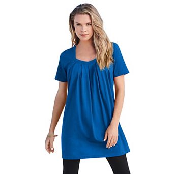 Roaman's Women's Plus Size Ultimate Pleatneck Tunic