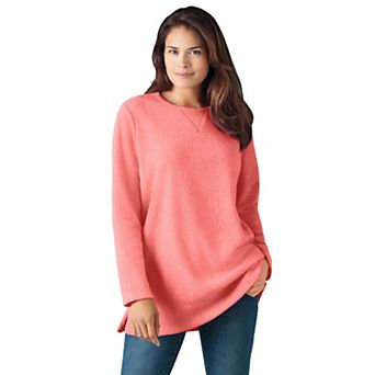 Woman Within Plus Size Crewneck Ultra Soft Sherpa Sweatshirt