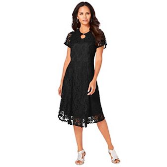 Roaman's Women's Plus Size Keyhole Lace Dress