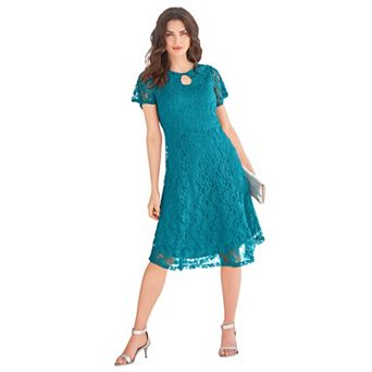 Roaman's Women's Plus Size Keyhole Lace Dress
