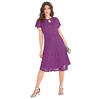 Roaman's Women's Plus Size Keyhole Lace Dress