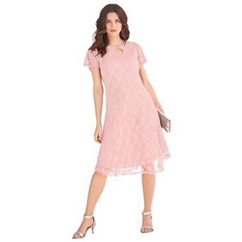 Roaman's Women's Plus Size Keyhole Lace Dress