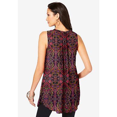Roaman's Women's Plus Size Sleeveless Angelina Tunic