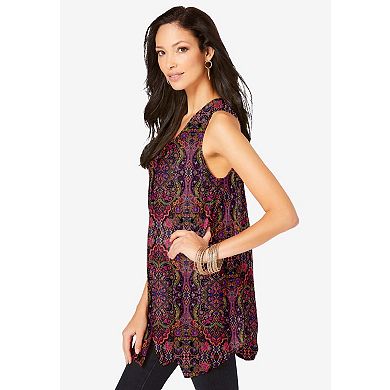 Roaman's Women's Plus Size Sleeveless Angelina Tunic