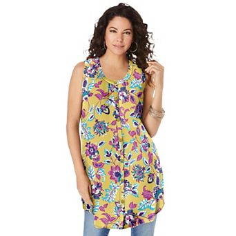 Roaman's Women's Plus Size Sleeveless Angelina Tunic