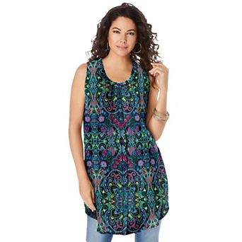 Roaman's Women's Plus Size Sleeveless Angelina Tunic