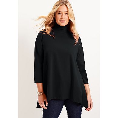 June & Vie Women's Plus Size One+Only Mock-Neck Tunic