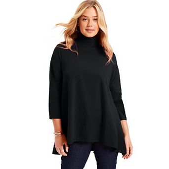 June + Vie Women's Plus Size One+only Mock-neck Tunic