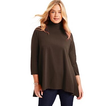 June + Vie Women's Plus Size One+only Mock-neck Tunic