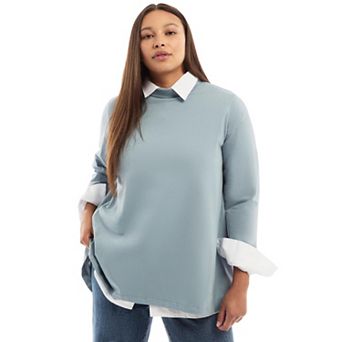 June & Vie Women's Plus Size One+Only Mock-Neck Tunic