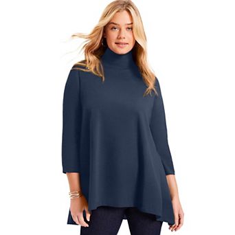 June + Vie Women's Plus Size One+only Mock-neck Tunic